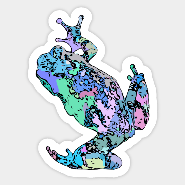 Blue Tree Frog Climbing Colorful Green Teal Turquoise Sticker by Griffelkinn